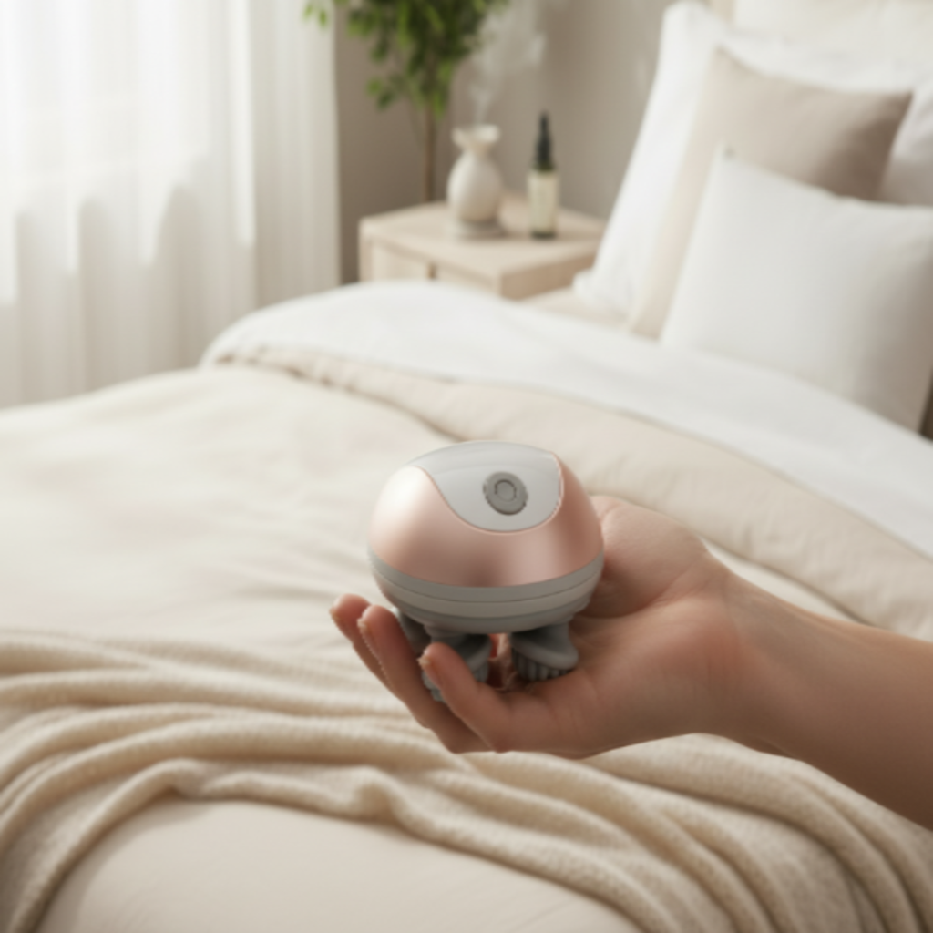 Person holding CalmCrown scalp massager